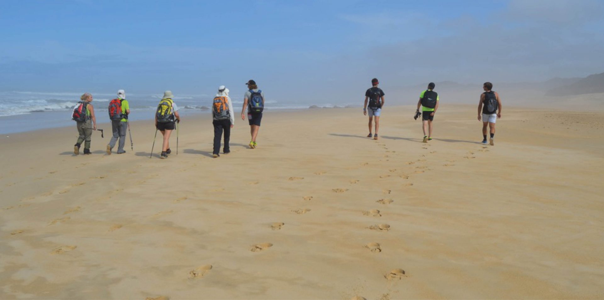 Hikers on the beach